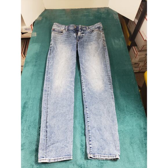 Express Jeans Size 30x32 Mens Blue Pants Denim Baggy Mid Rise Slim Straight - Picture 2 of 14